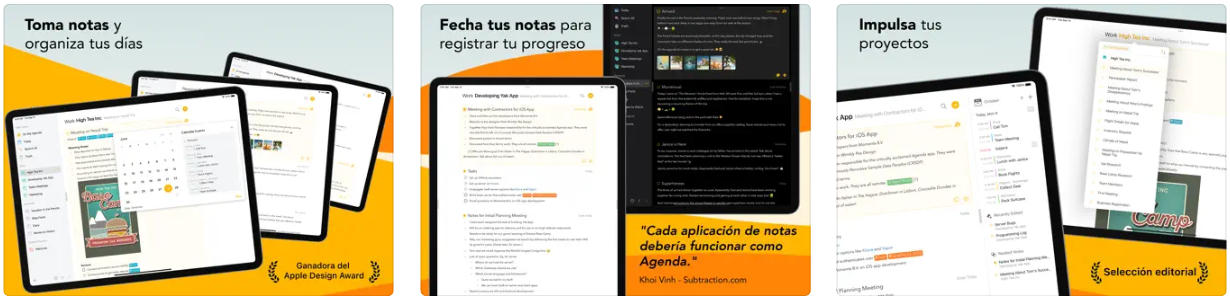 Capturas de pantalla de la app Agenda para iPad