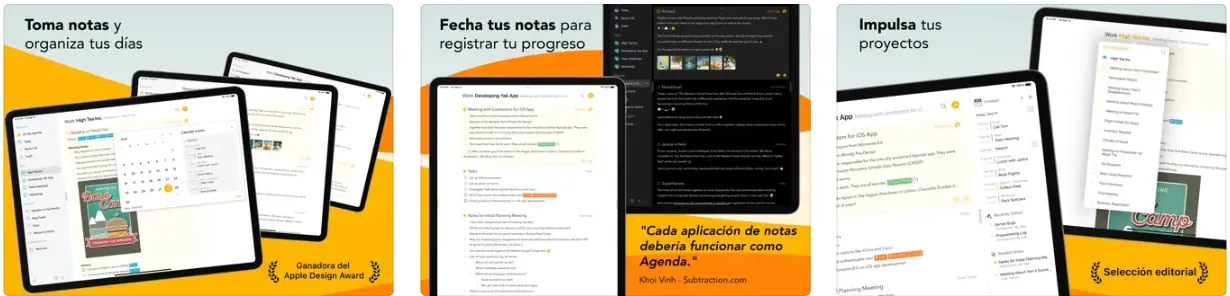 Capturas de pantalla de la app Agenda para iPad