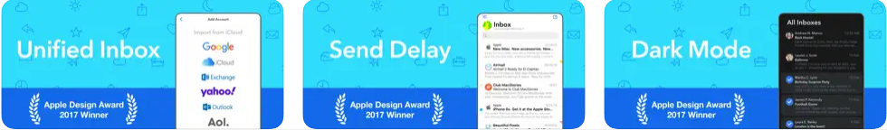 Airmail app screenshots on the iPhone