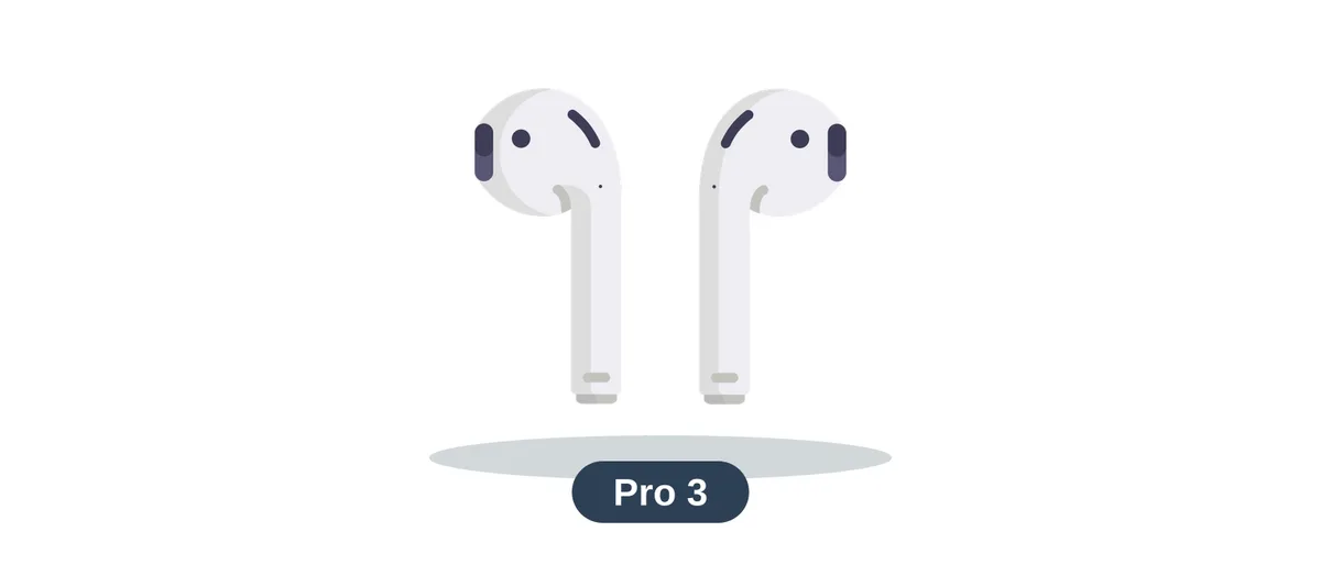 Illustration of the AirPods Pro 3 earbuds