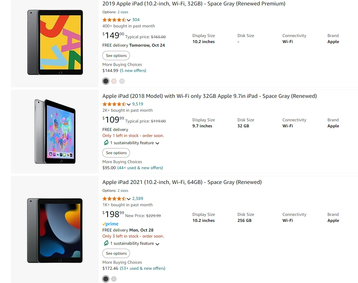 iPads reconditionnés Amazon Renewed
