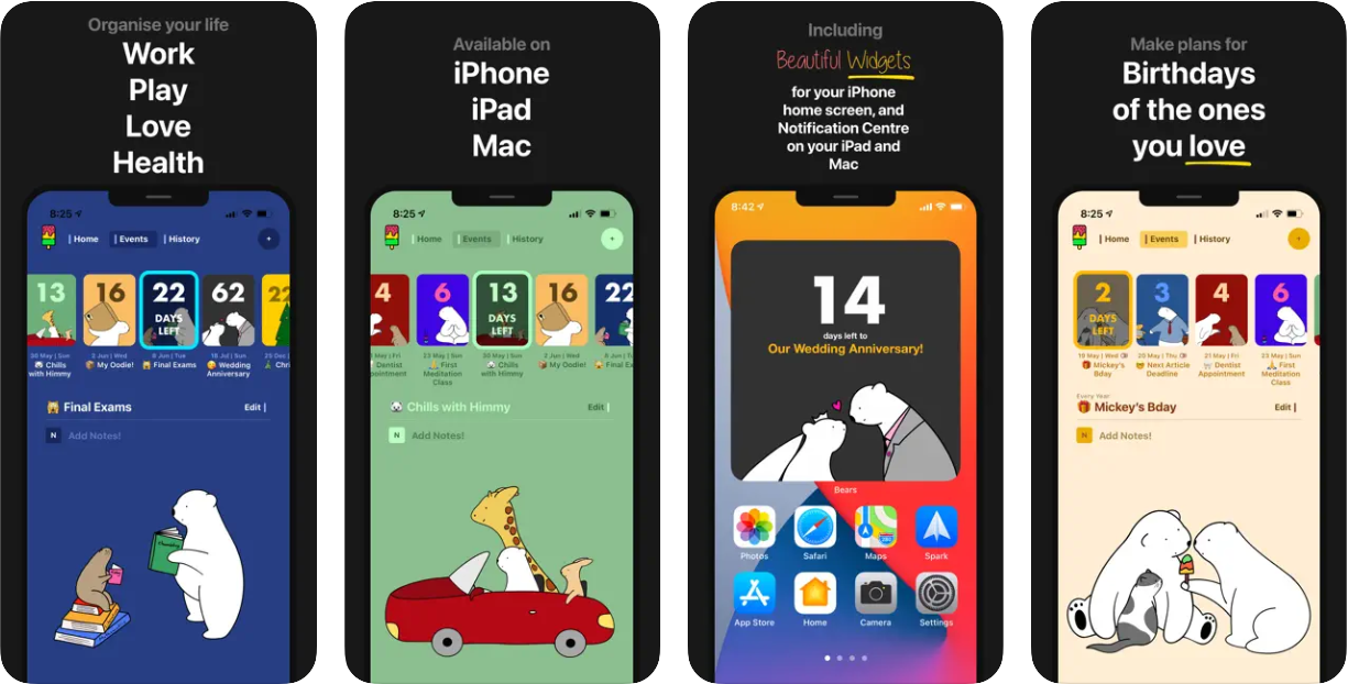 Bears Countdown app screenshots