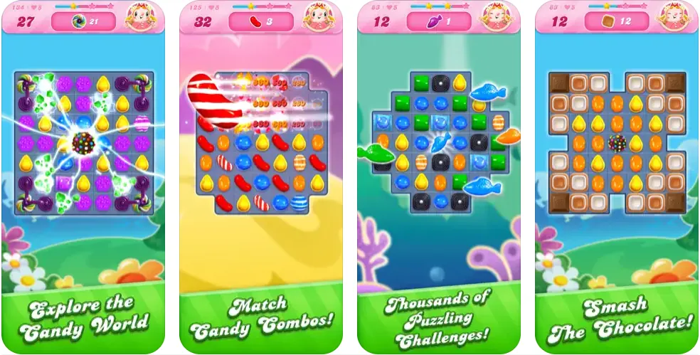 Schermate di gioco di Candy Crush Saga su iPhone