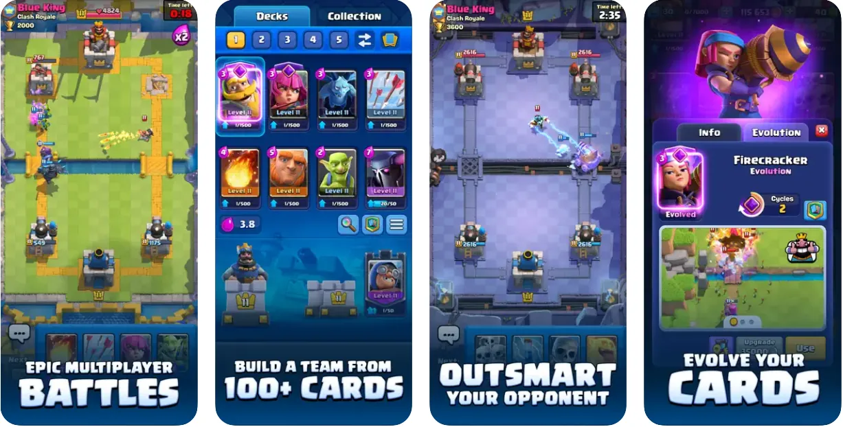 Schermate di gioco di Clash Royale su iPhone