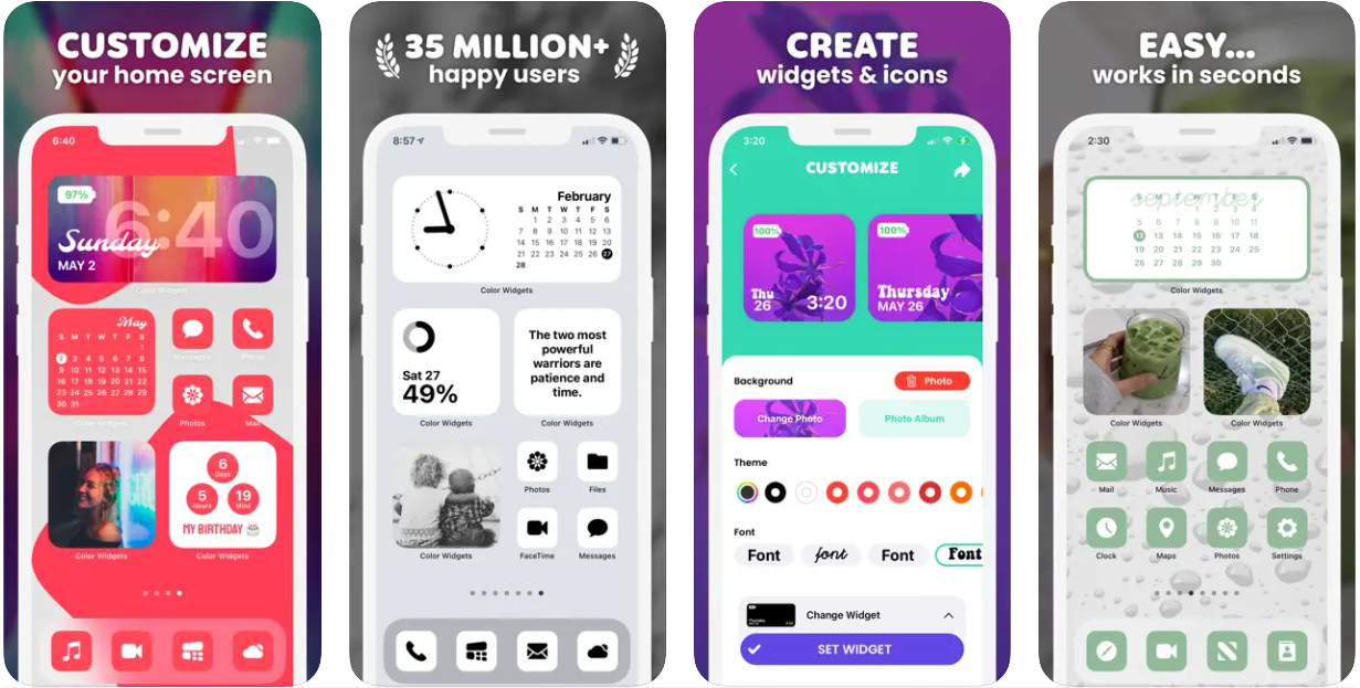 Color Widgets app screenshots