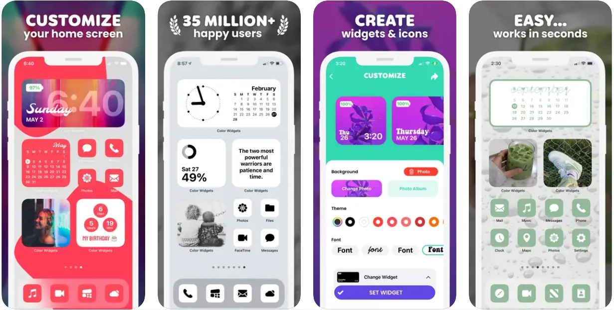Color Widgets app screenshots