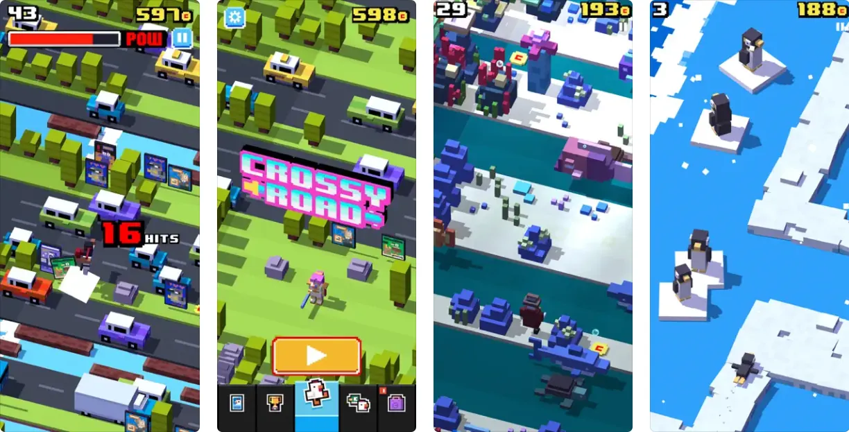 Capturas de pantalla de Crossy Road en iPhone