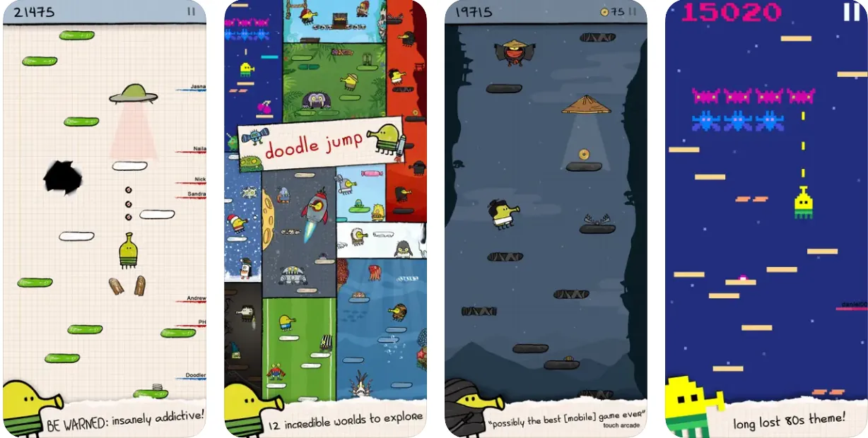 Schermate di gioco di Doodle Jump su iPhone