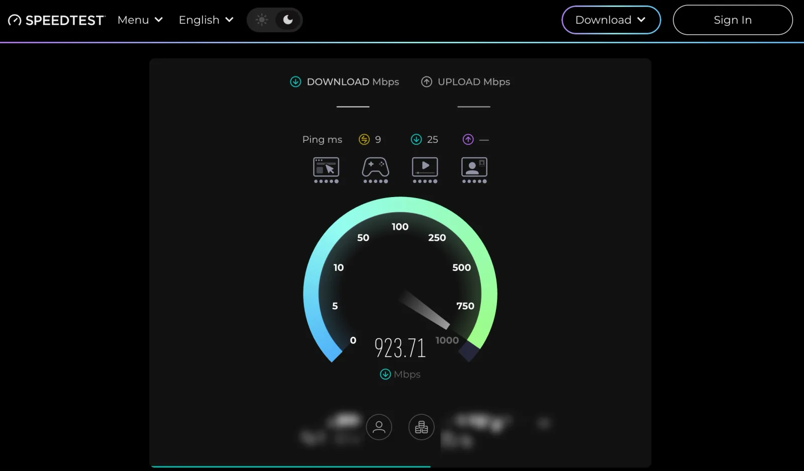 Beispiel für einen Speedtest