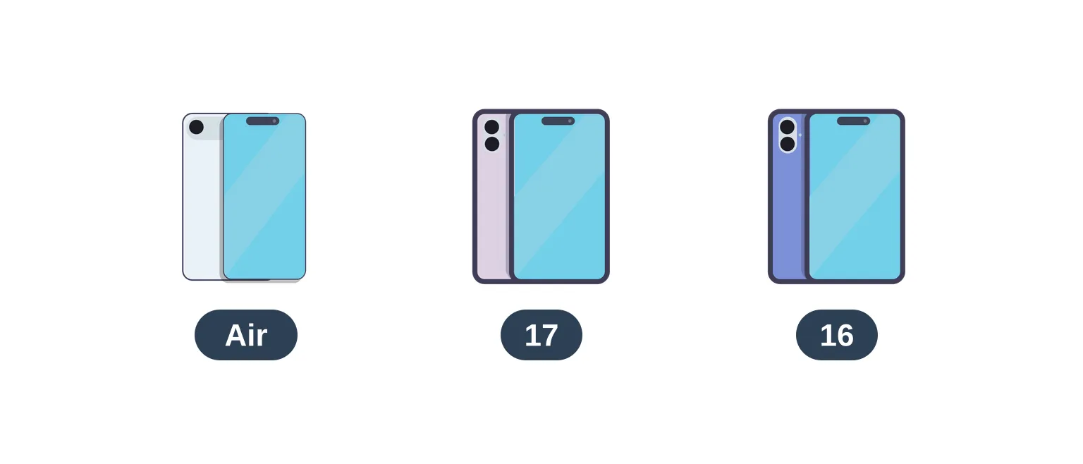 iPhone Air vs iPhone 17 vs iPhone 16 refurbished comparison