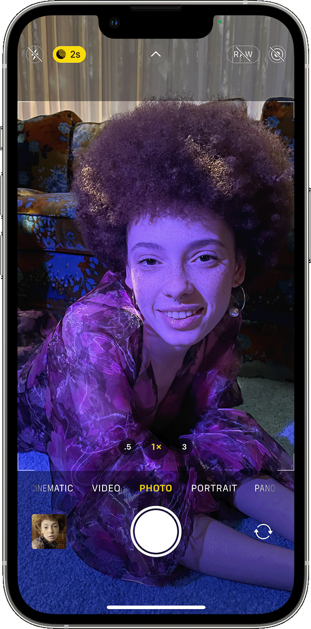 Night mode menu on the iPhone 13