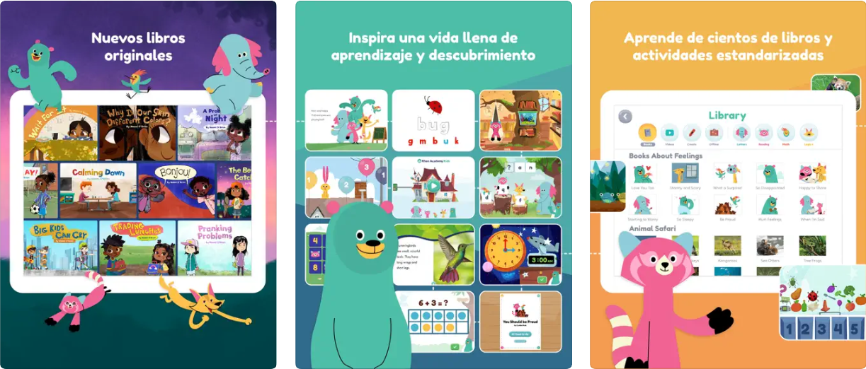 Capturas de pantalla de la app Khan Academy para iPad