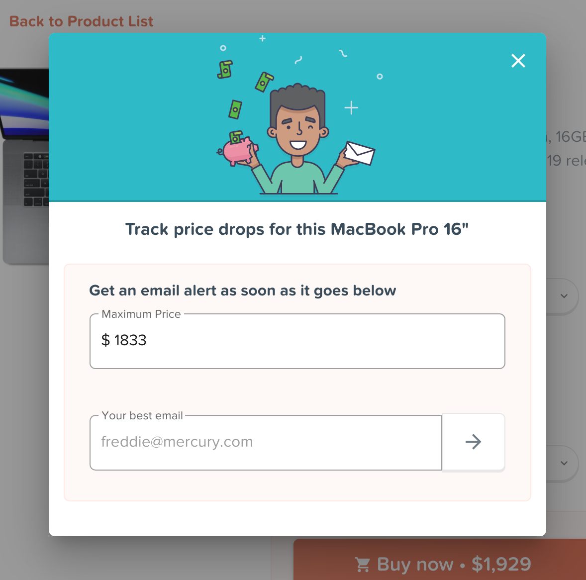 Price drop monitoring function on RefurbMe