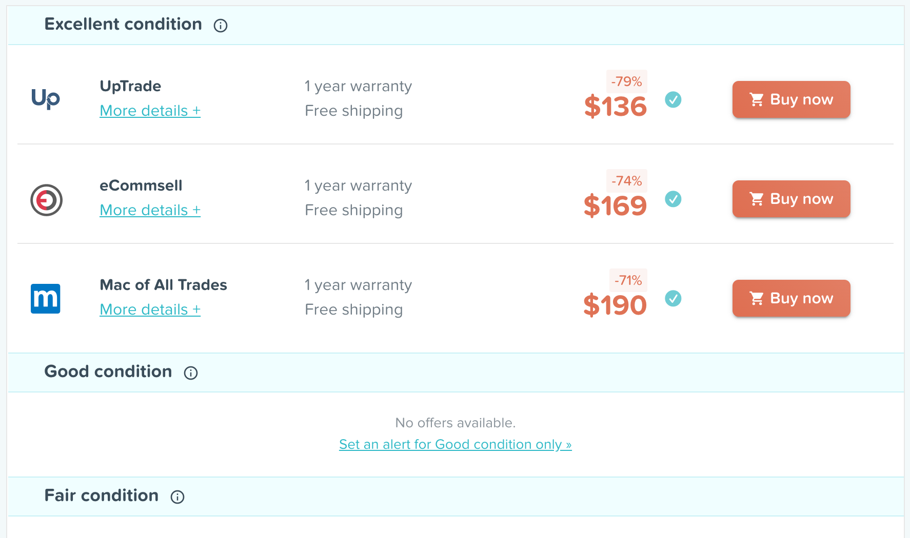 Product cosmetic conditions on RefurbMe