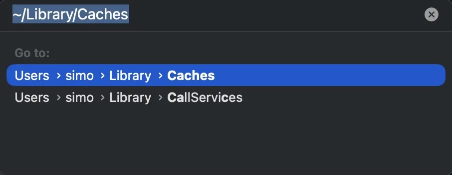 Library/Caches eingeben, um den Mac-Cache zu löschen