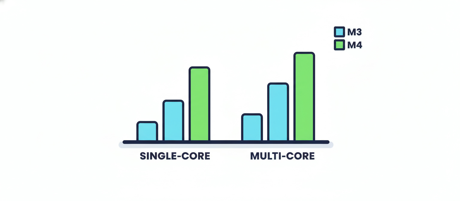 Geekbench 6 benchmark comparison MacBook Air M3 vs M4