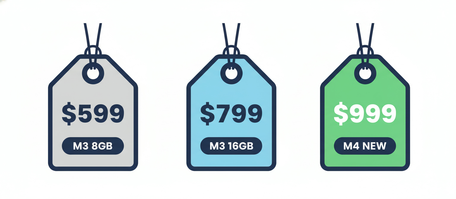 Refurbished MacBook Air M3 vs new M4 price comparison across sellers