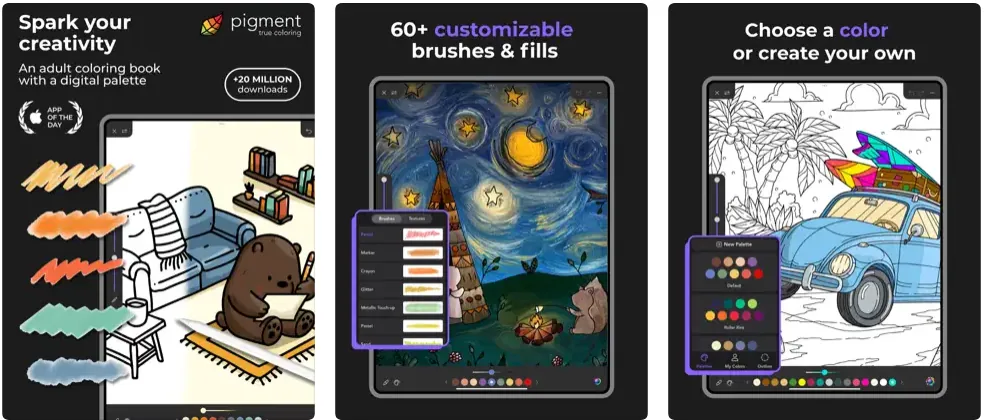 Pigment app for iPad screenshots