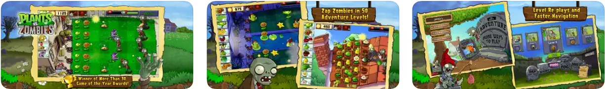 Schermate di gioco di Plants vs. Zombies su iPhone