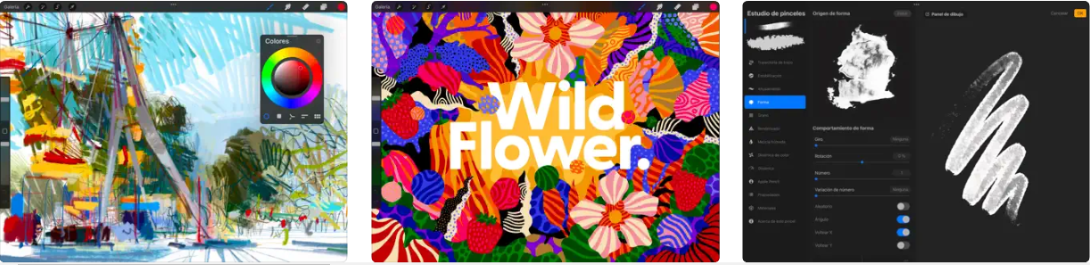Capturas de pantalla de la app Procreate para iPad