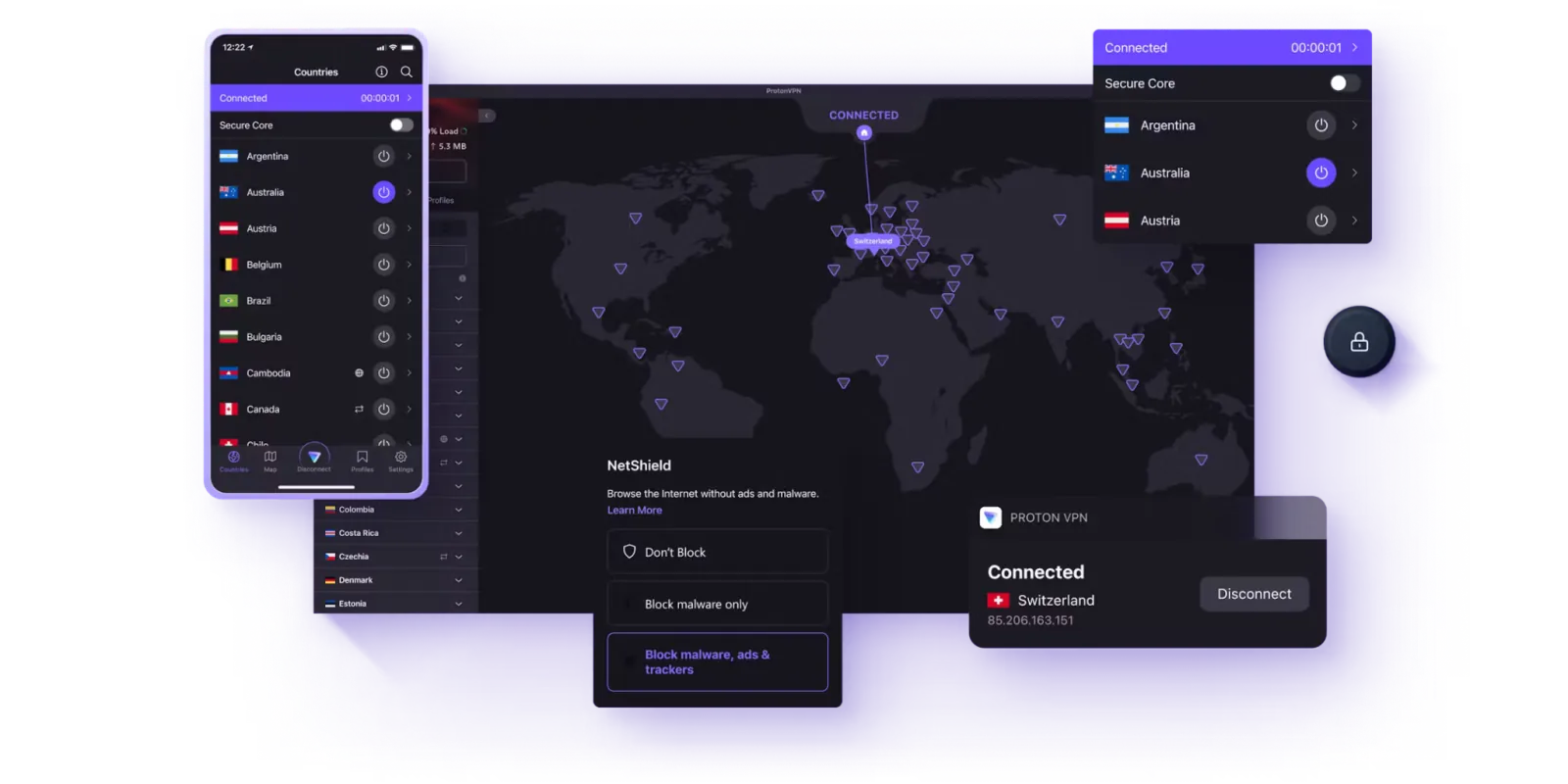 Capturas de pantalla de Proton VPN