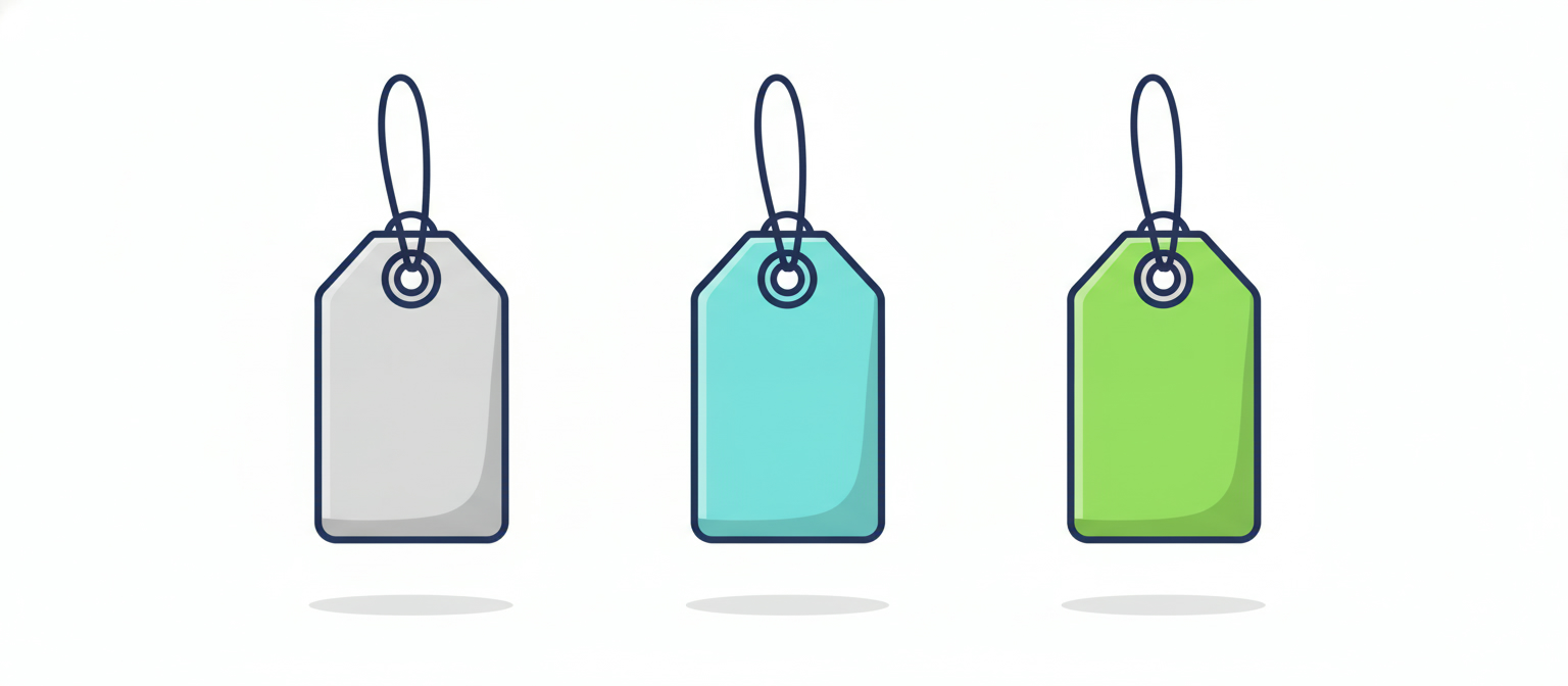Three price tags representing refurbished iMac Pro configuration price tiers