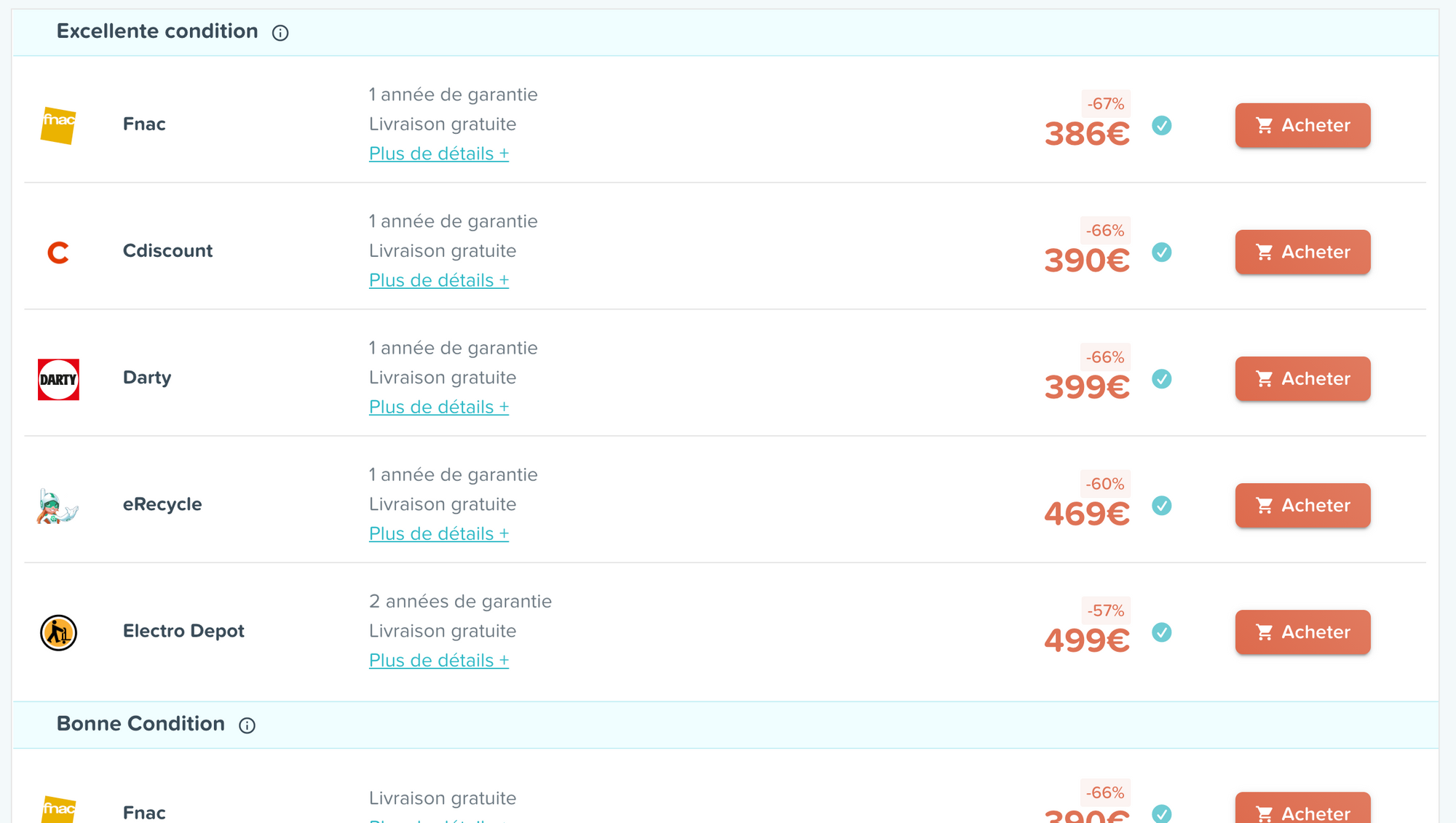 Conditions cosmétiques des produits sur RefurbMe