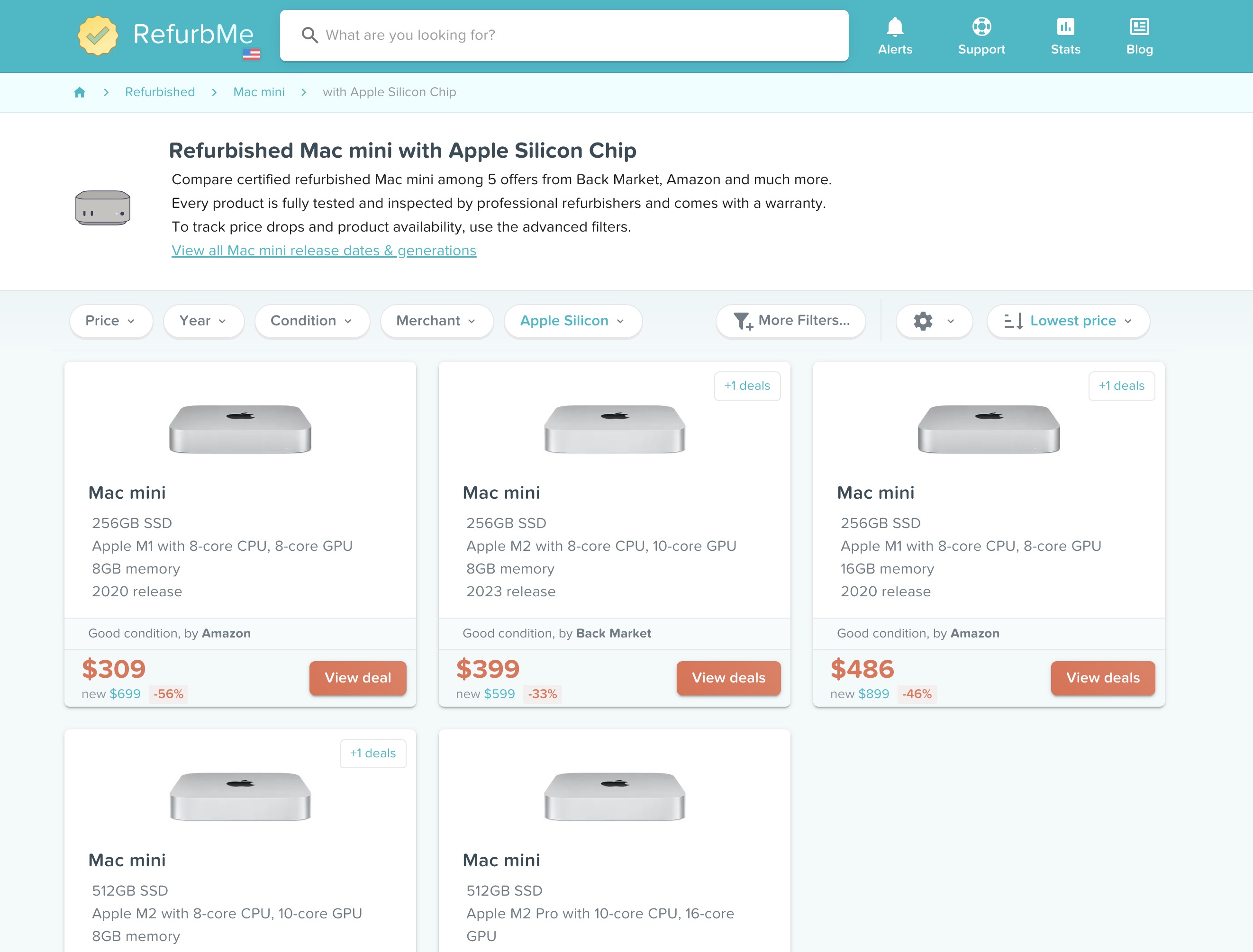 RefurbMe Mac mini M4 Pro 48 GB price comparison across refurbishers