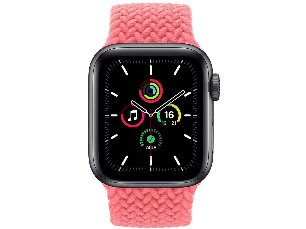 apple watch se cellular 40mm space gray aluminum pink punch braided solo loop