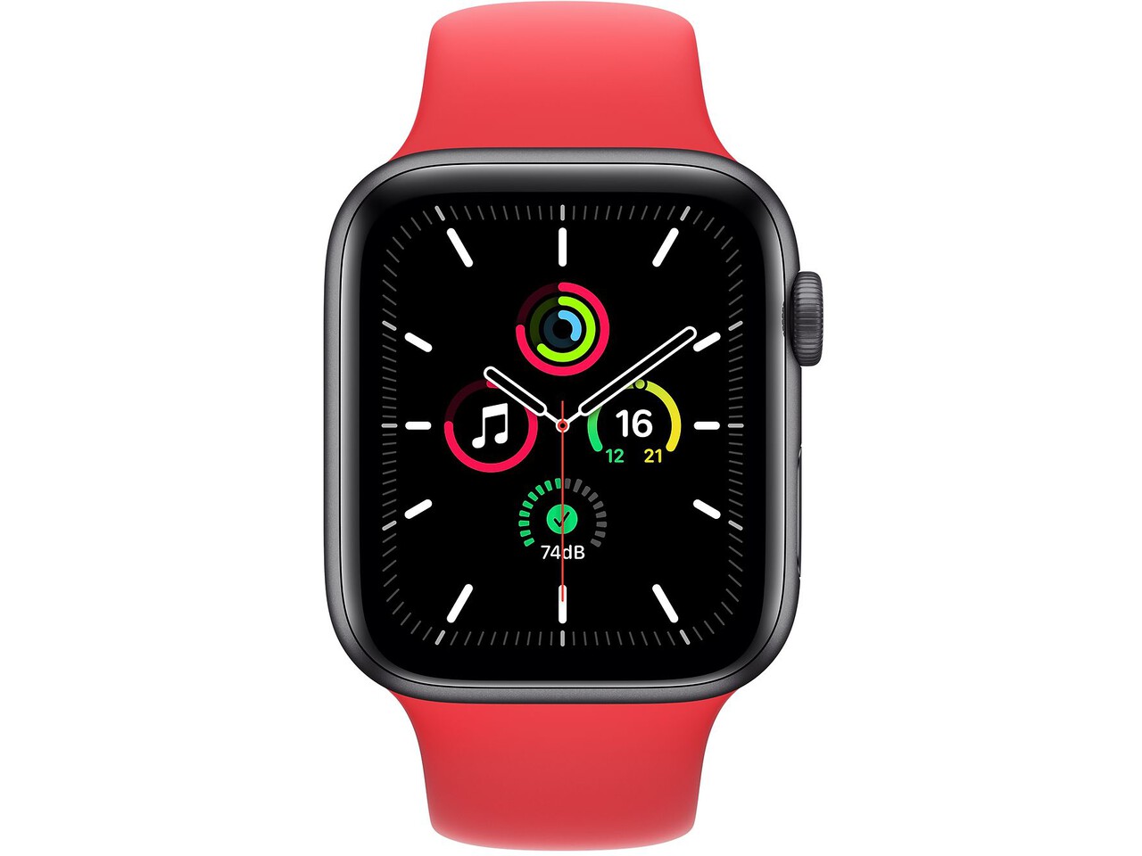 apple watch se cellular 44mm space gray aluminum red sport band 