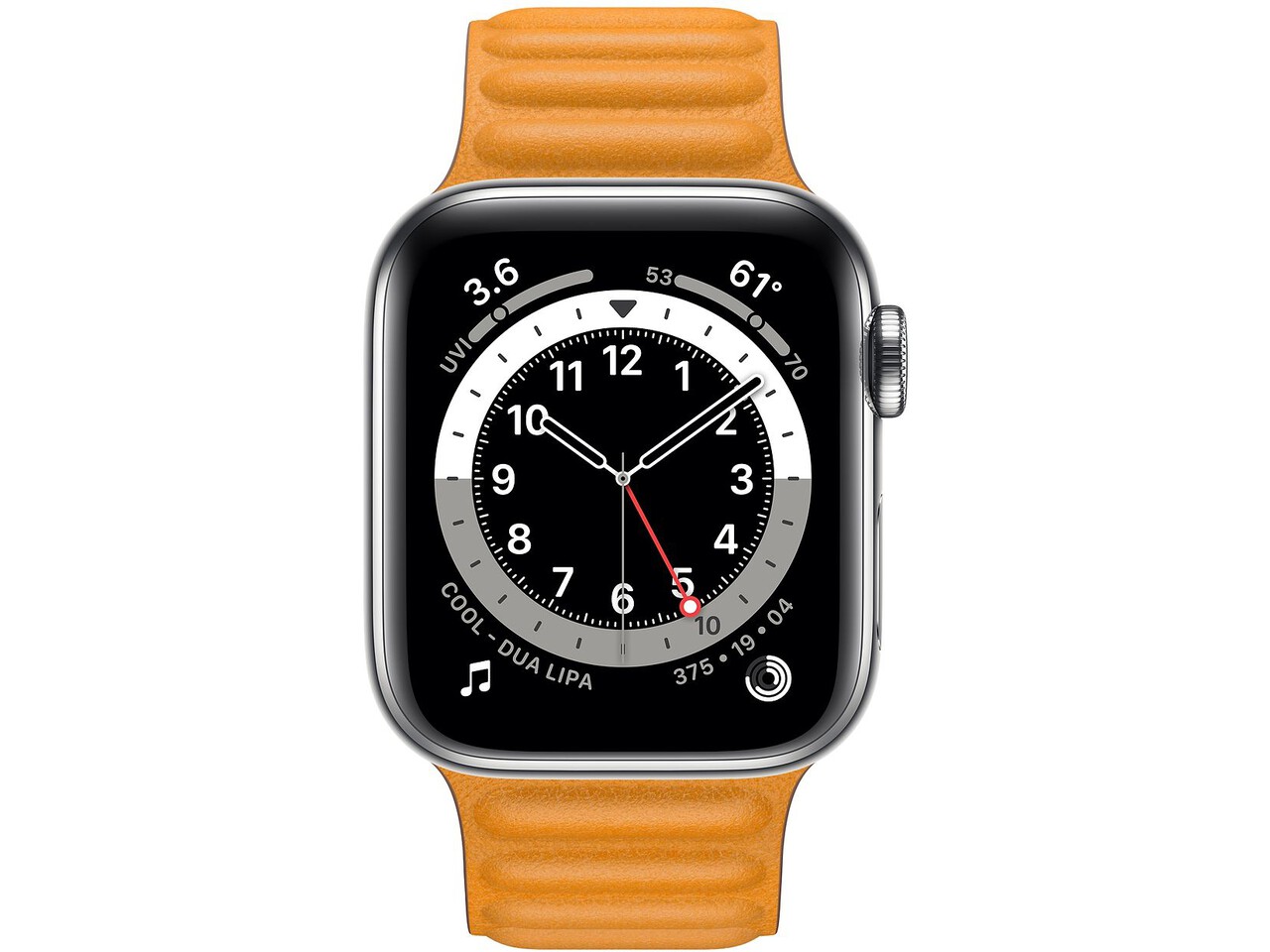 apple watch series 6 cellular 40mm silver stainless steel california poppy leather loop