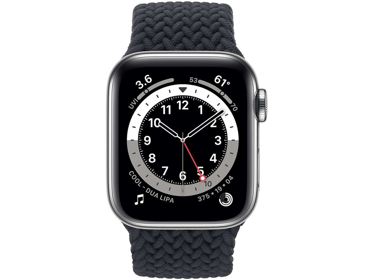 apple watch series 6 cellular 40mm silver stainless steel charcoal braided solo loop
