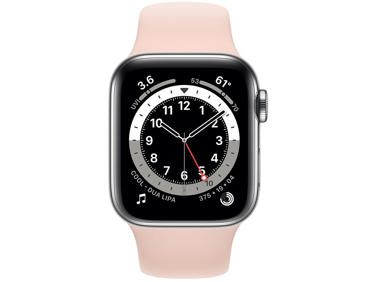 apple watch series 6 cellular 40mm silver stainless steel pink sand sport band