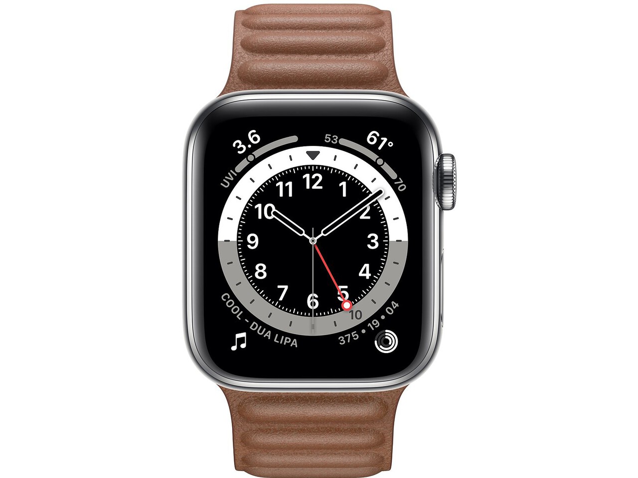 apple watch series 6 cellular 40mm silver stainless steel saddle brown leather loop