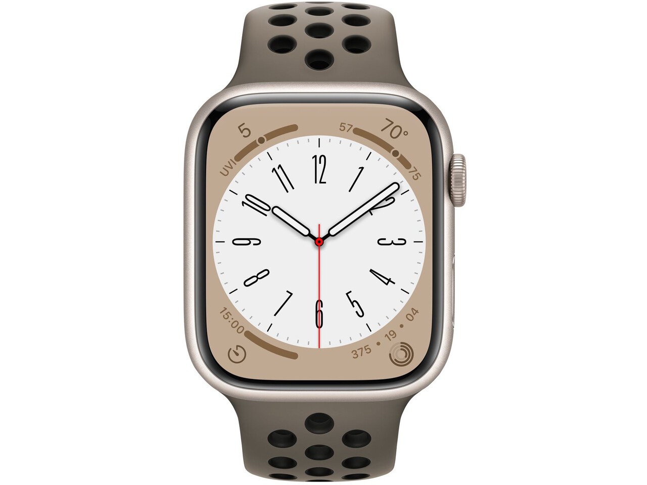 apple watch series 8 cellular 45mm starlight aluminum olive greyblack nike sport band 