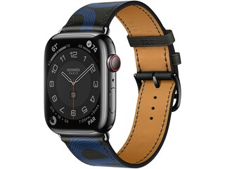 apple watch hermes series 7 cellular 41mm space black stainless noirbleu electrique single tour