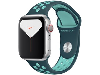 apple watch nike series 5 cellular 40mm silver aluminum midnight turquoiseaurora green sport band