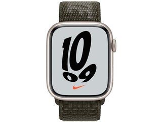 apple watch nike series 7 41mm starlight aluminum cargo khaki nike sport loop