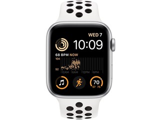 apple watch se 2 44mm silver aluminum bright crimsongym red nike sport band