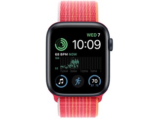 apple watch se 2 cellular 44mm midnight aluminum red sport loop