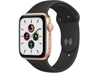apple watch se 44mm gold aluminum black sport band