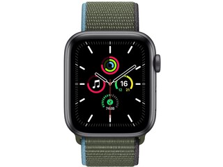 apple watch se 44mm space gray aluminum inverness green sport loop