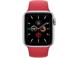 apple watch series 5 40mm silver aluminum red sport band