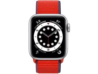 apple watch series 6 40mm silver aluminum red sport loop