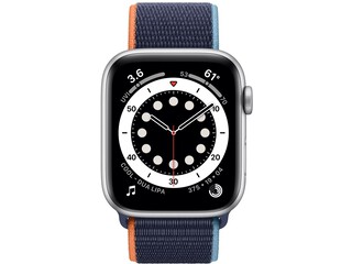 apple watch series 6 44mm silver aluminum deep navy sport loop