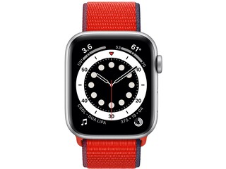 apple watch series 6 44mm silver aluminum red sport loop
