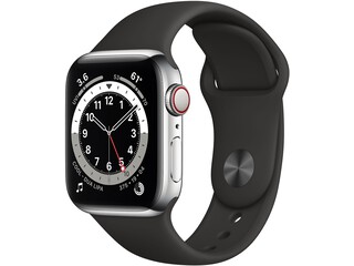 apple watch series 6 cellular 40mm silver stainless steel black sport band