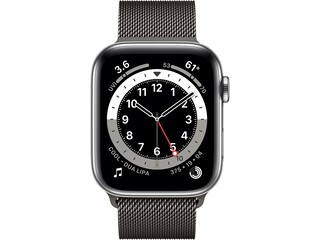 apple watch series 6 cellular 44mm silver stainless steel graphite milanese loop