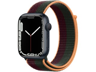 apple watch series 7 45mm midnight aluminum dark cherryforest green sport loop